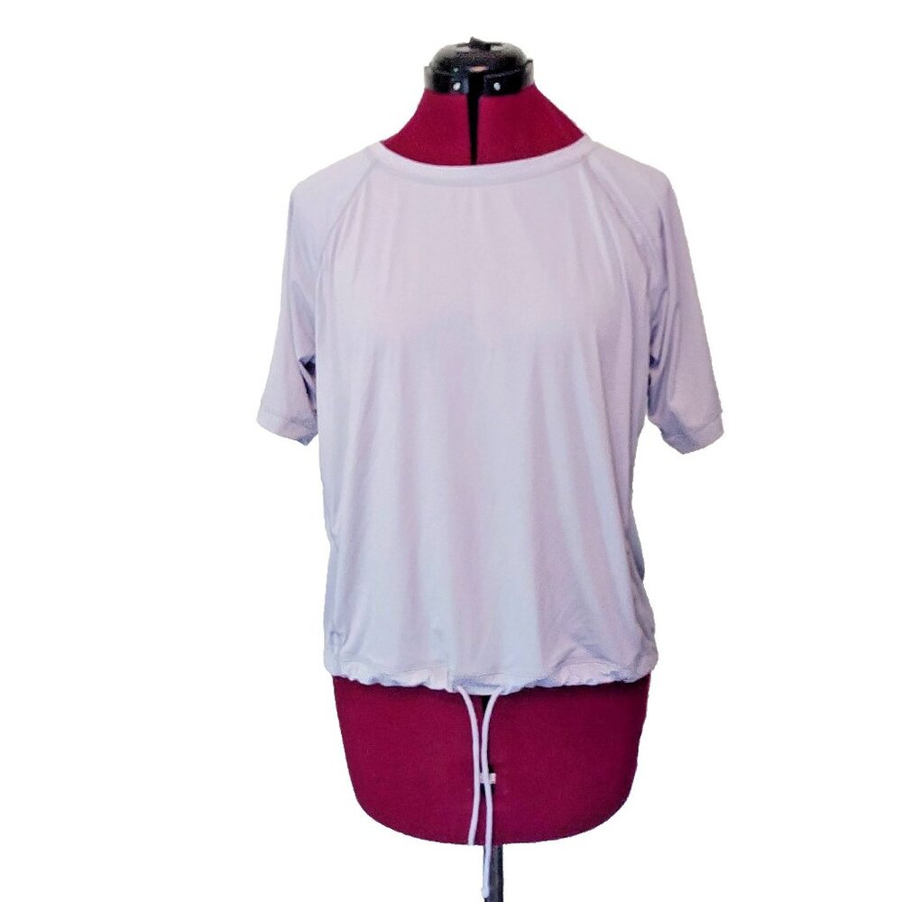 Zella Square Up Boxy Tee Women’s Medium Lavender Drawstring Hem Short Sleeve